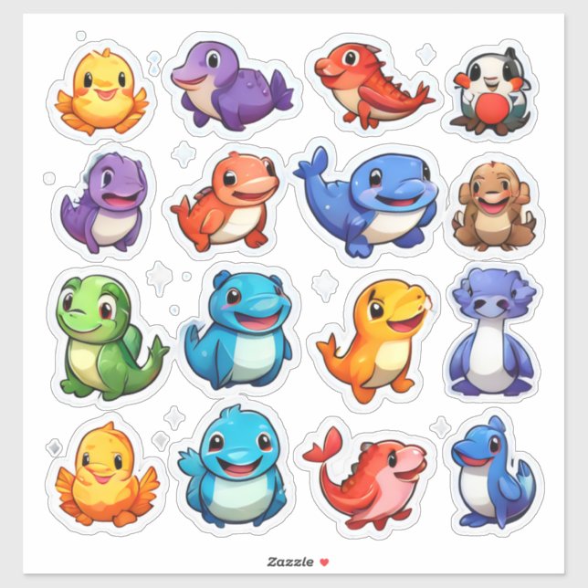 Magnificent set of cartoon animal stickers (Sheet)
