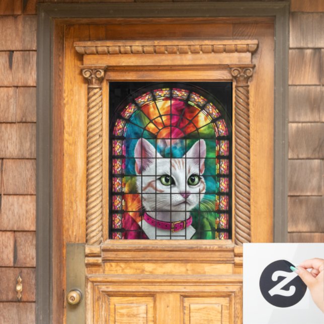 Magnificent Stained Glass Window Colourful Mosaic  Window Cling (Home Door)