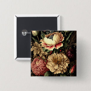 Magnificent Vintage Floral Arrangement  2 Inch Square Button