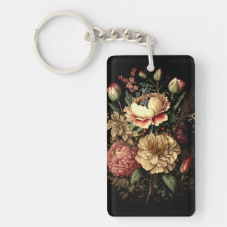 Magnificent Vintage Floral Arrangement Keychain