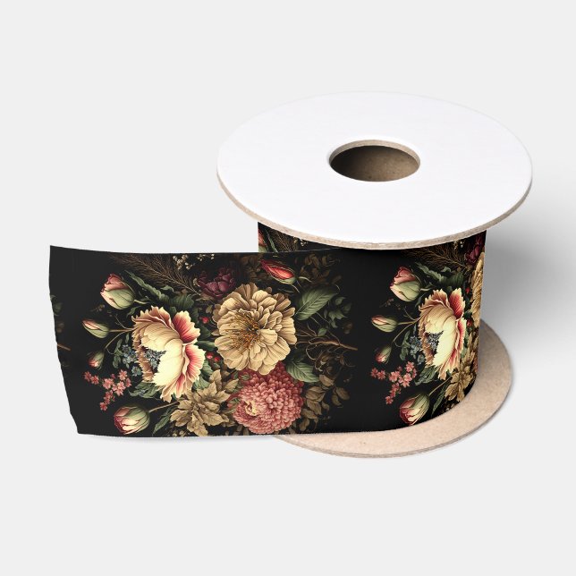Magnificent Vintage Floral Arrangement  Satin Ribbon (Spool)