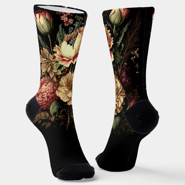 Magnificent Vintage Floral Arrangement  Socks (Angled)