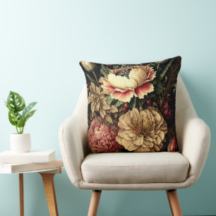 Magnificent Vintage Floral Arrangement Throw Pillow