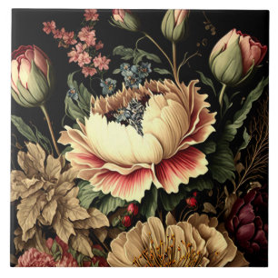 Magnificent Vintage Floral Arrangement  Tile