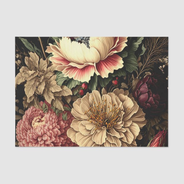 Magnificent Vintage Floral Arrangement  Tissue Paper (Front)