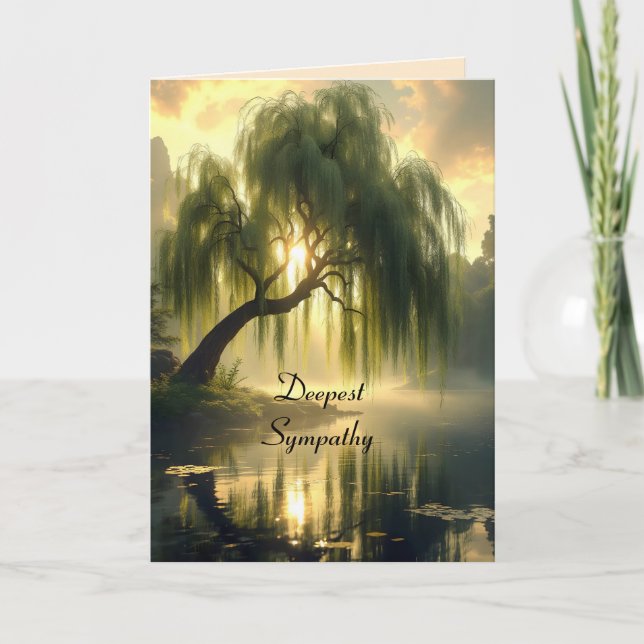 Magnificent weeping willow by a pond, sympathy card (Front)