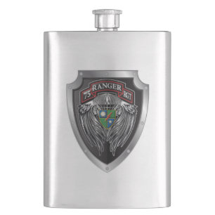 Magnificent Winged 75th Ranger Regimental Scroll Hip Flask