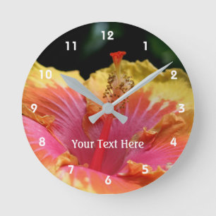 Magnificent Yellow Hibiscus Flower Round Clock
