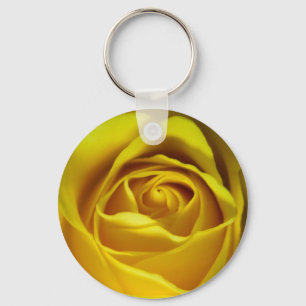 Magnificent yellow rose macro picture keychain