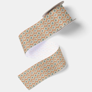 Magnified Bugs in Orange Wrapping Paper Satin Ribbon
