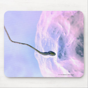 Magnified look at a sperm fertilizing an egg mouse pad