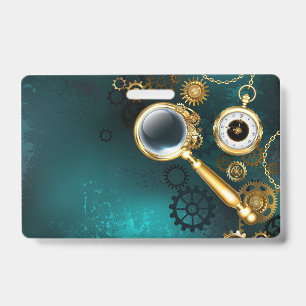 Magnifier in Steampunk Style Badge