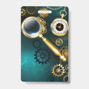 Magnifier in Steampunk Style Badge