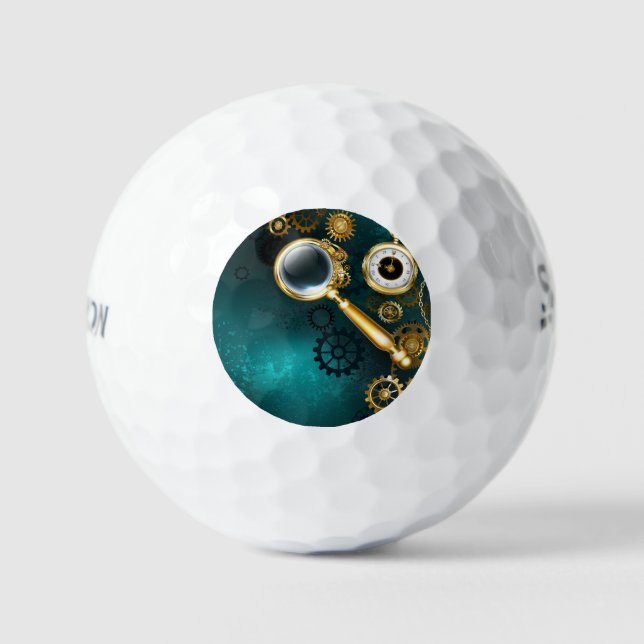 Magnifier in Steampunk Style Golf Balls (Front)