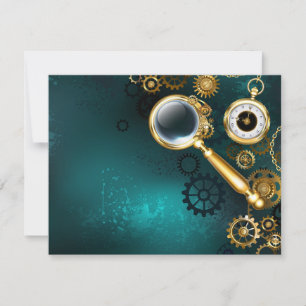 Magnifier in Steampunk Style Holiday Card