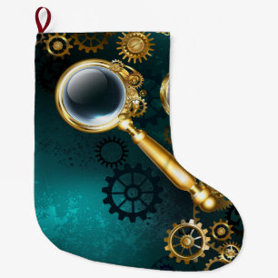 Magnifier in Steampunk Style Large Christmas Stocking