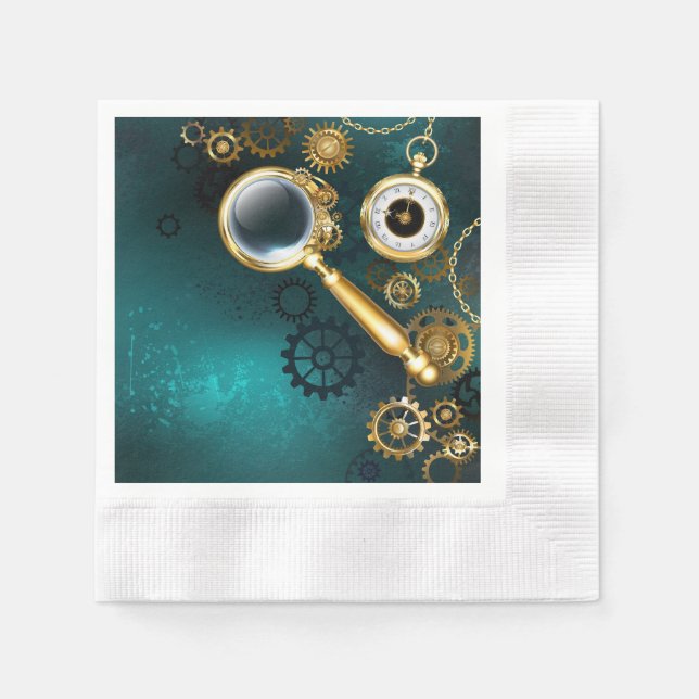 Magnifier in Steampunk Style Napkin (Front)
