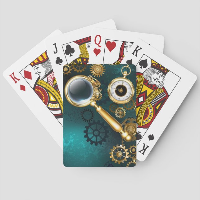 Magnifier in Steampunk Style Playing Cards (Back)