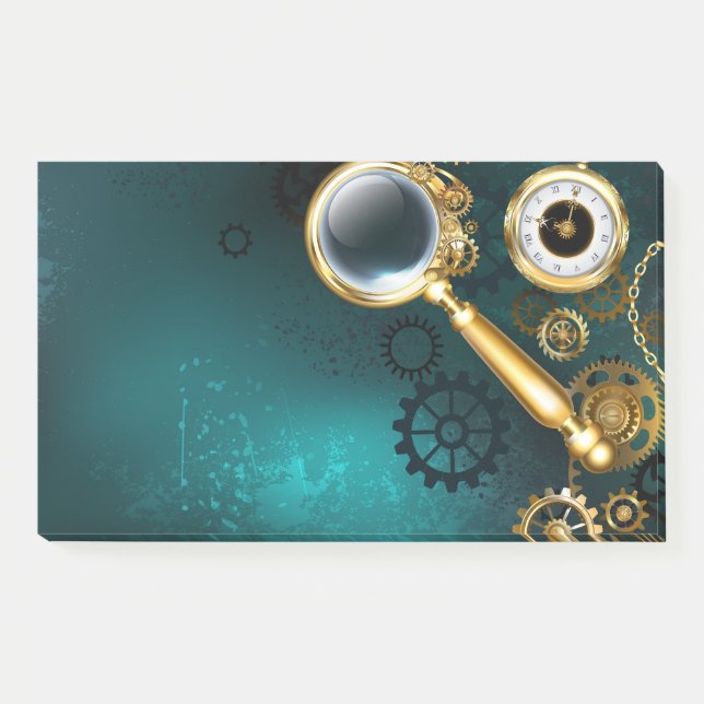 Magnifier in Steampunk Style Post-it Notes (Front)