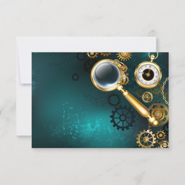 Magnifier in Steampunk Style Save The Date (Front)