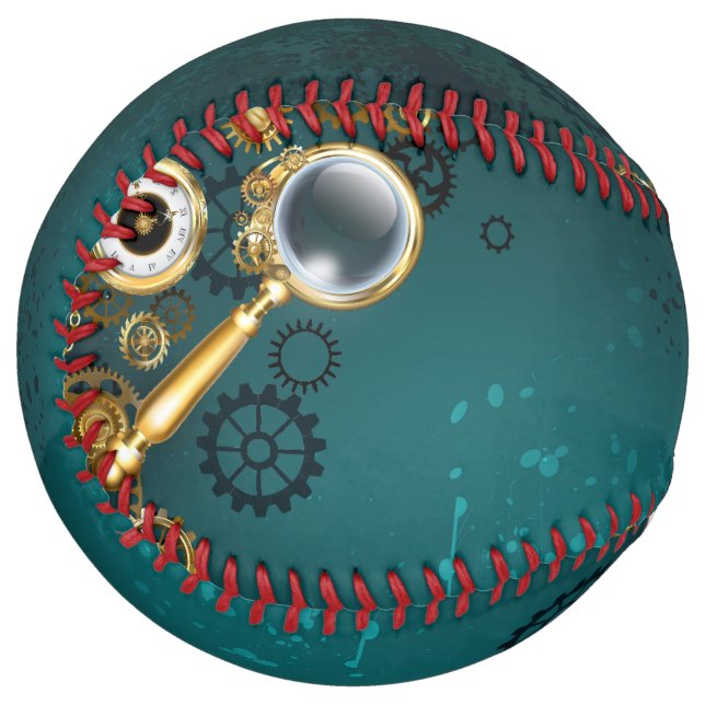 Magnifier in Steampunk Style Softball (Front Left)