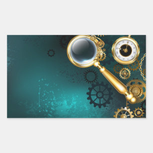 Magnifier in Steampunk Style Sticker