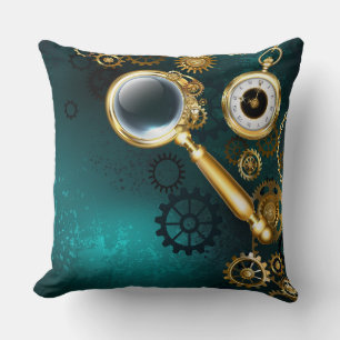 Magnifier in Steampunk Style Throw Pillow