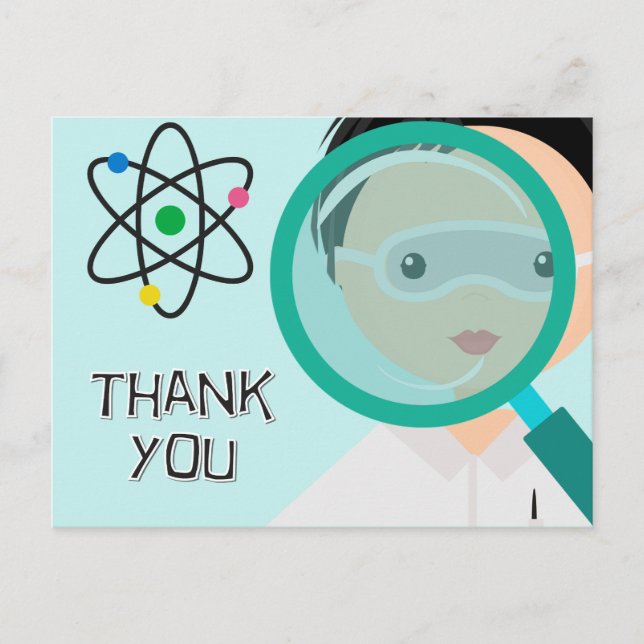 Magnifier le verre Boy Scientifique Merci carte po (Devant)