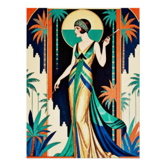Magnifique affiche glamour Art Déco.