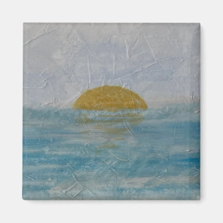 Magnifique aimant carré aquarelle soleil et eau 