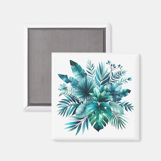 Magnifique aimant feuille tropical luxuriant (Recto/Verso)