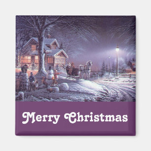 Magnifique aimant vintage joyeux Noël.