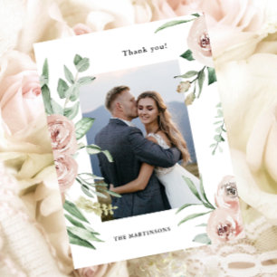 Magnifique Blush Floral Photo Mariage Carte postal