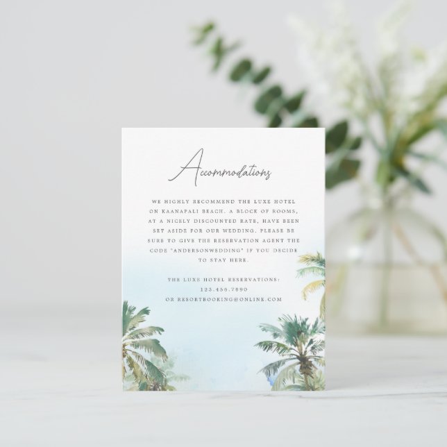 Magnifique carte de mariage de plage tropicale (Debout devant)
