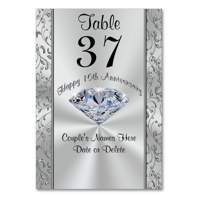 Magnifique Cartes de table personnalisées du 10e a (Par défaut)