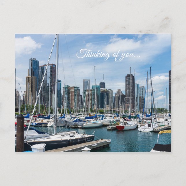 Magnifique Chicago Harbour Penser De Vous Carte Po (Devant)