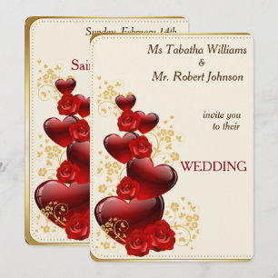 Magnifique coeur rouge et Faire-part de mariage Ro
