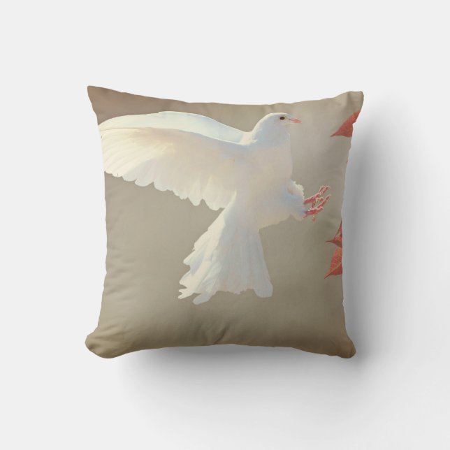 Magnifique Coussin Colombe Blanche (Recto)
