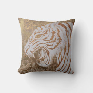 Magnifique Coussin de Jet Baroque au Tigre Blanc –