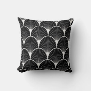 Magnifique Coussin design Art déco noir & blanc