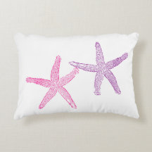 Magnifique coussin d'étoiles de mer rose et violet