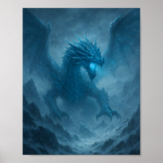 Magnifique dragon de glace dans un poster de fanta
