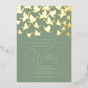Magnifique Faire-part de mariage grue en papier d'