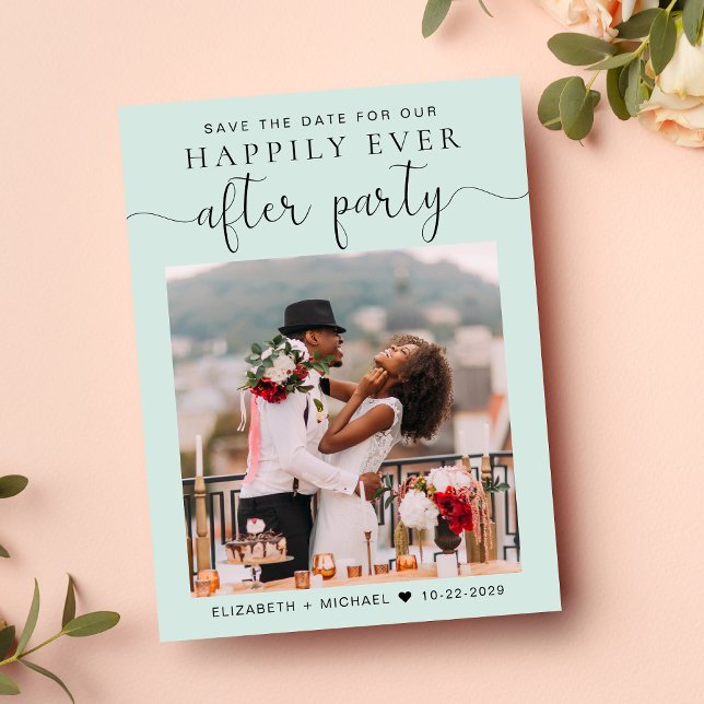 Magnifique faire-part de mariage mint pour récepti (A stylish save the date announcement for a reception to celebrate your elopement or private wedding)