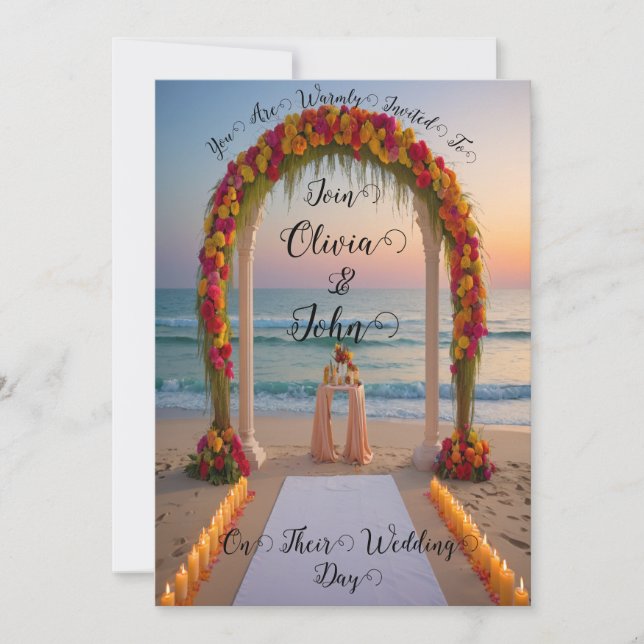 Magnifique Faire-part de mariage Plage et coucher  (Devant)