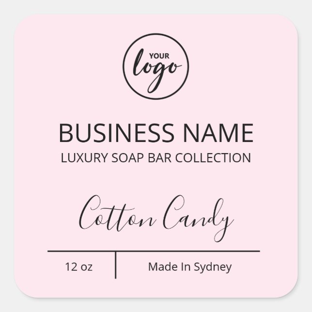 Magnifique Logo Pastel Pink Soap Bar Étiquettes (Devant)