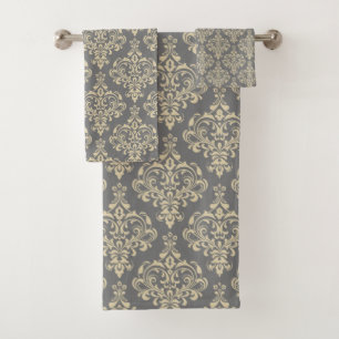 Magnifique motif damassé gris royal élégant