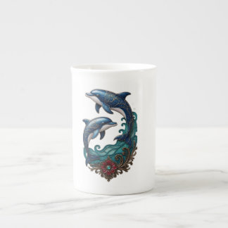 Magnifique mug en céramique Yin Yang dauphins