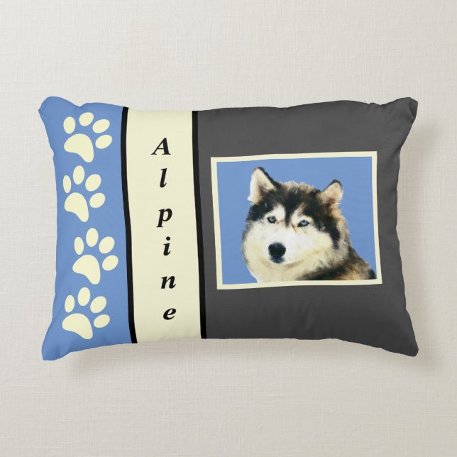 Magnifique Peint Sibérien Coussin Husky Accent (Devant)