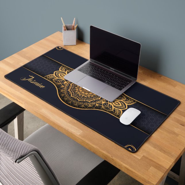 Magnifique personnalisation Black Gold Floral Mand (Bureau 2)
